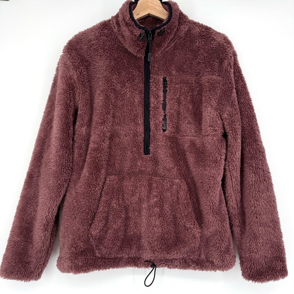 PINK Victoria's Secret Fuzzy Teddy‎ Fleece Half Zip Pullover Oversized XS